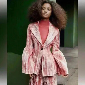 Regina Pyo Crushed Velvet Jacket, Pink Size UK 14 USA Size 10New Without Tags